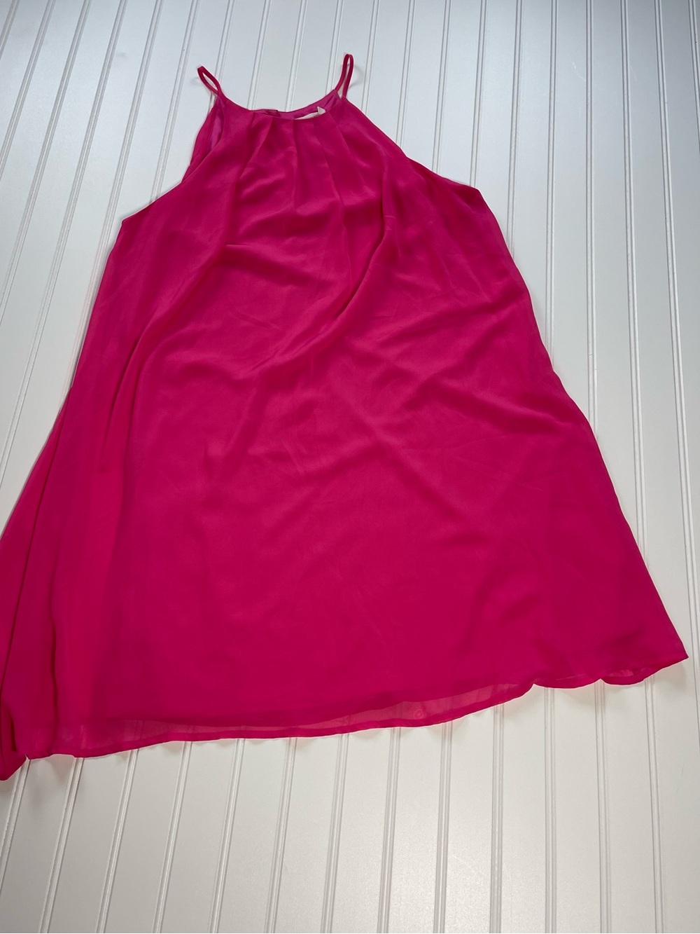 Lush Fuchsia Pink Pleated Halter Swing Dress | Large | Y2K Barbiecore - Picture 3 of 8
